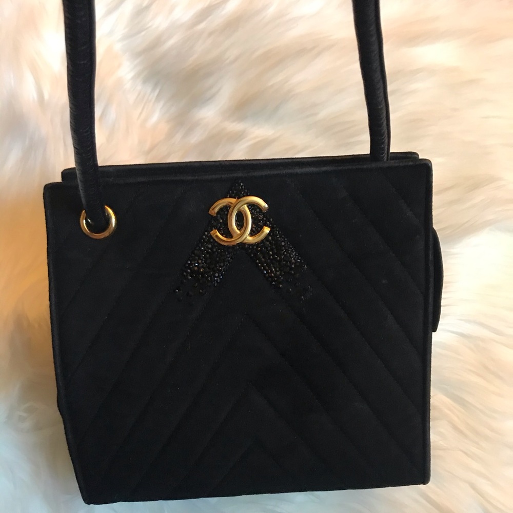 Authentic Chanel Suede Chevron Mini Shoulder Bag - image 1